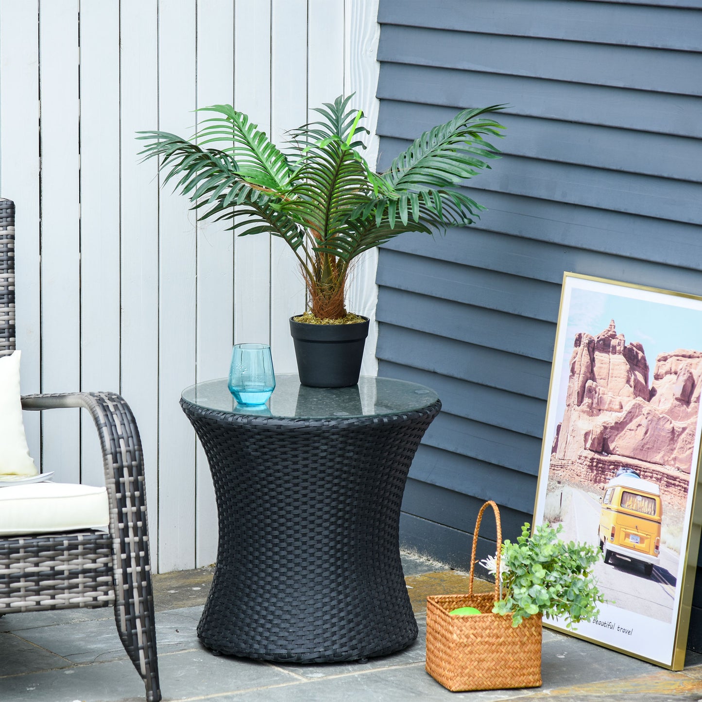 60cm Artificial Palm Tree Fake Plant in Pot - White
