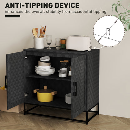 Modern Sideboard, Freestanding Sideboard Storage Cabinet with Adjustable Shelf and 2 Doors for Living Room, Black