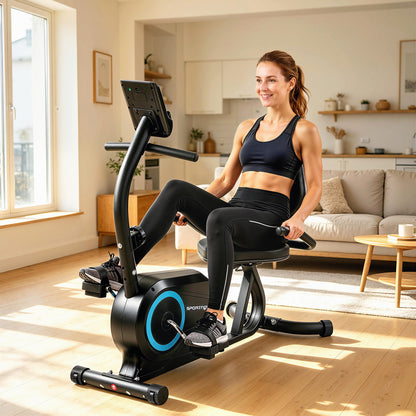 Recumbent Exercise Bike for Home, Stationary Bike with Bluetooth, App Connectivity, Quiet 8-Level Magnetic Resistance
