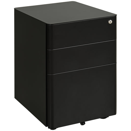 Lockable Cabinet, Rolling Filing Cabinet with 3 Drawers, Steel Office Drawer Unit for A4, Letter, Legal Sized Files