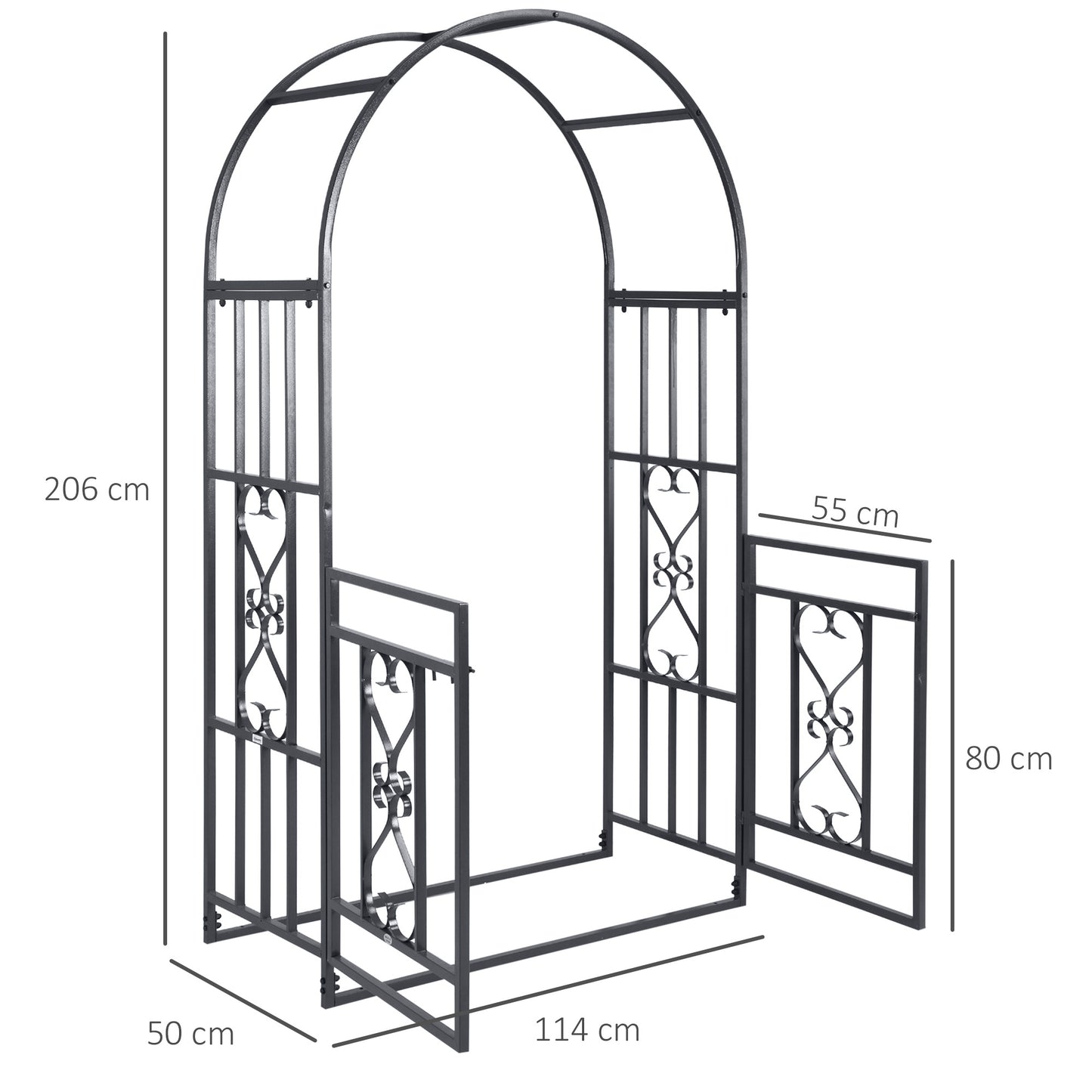 Outdoor Garden Arch with Double Gates, Metal Garden Arbor for Climbing Plants, Roses, Vines, Wedding Arch for Outdoor