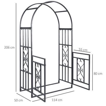 Outdoor Garden Arch with Double Gates, Metal Garden Arbor for Climbing Plants, Roses, Vines, Wedding Arch for Outdoor