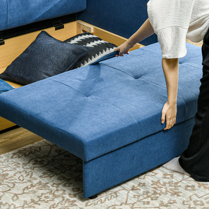 2 Seater Sofa Bed with Hidden Storage, Pull Out Convertible Bed Settee