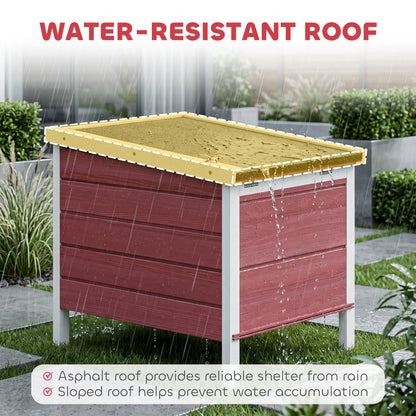 Wooden Rabbit Hutch 51 x 42 x 43 cm, Red