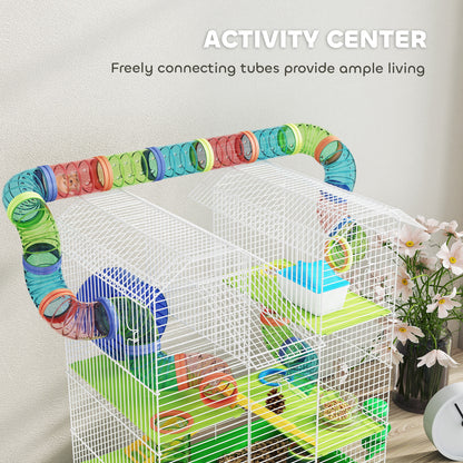 Hamster Cage, 5 Tier Carrier Habitat with Exercise Wheels Tunnel Tube Water Bottle Dishes House Ladder