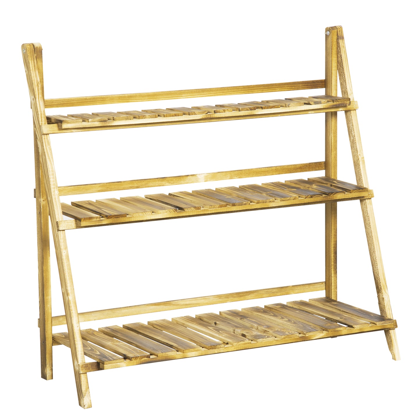 Wooden Folding Flower Pot Stand 3 Tier Garden Planter Display Ladder Gardener Storage Shelves Rack Herb Holder (100L x 37W x