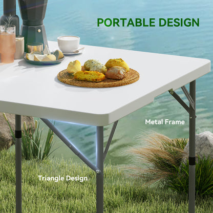 34/74cm Folding Camping Table, with Handle - White
