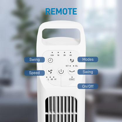 31" Oscillating Tower Fan with Remote Control, 4H Timer, 3 Speed 3 Modes
