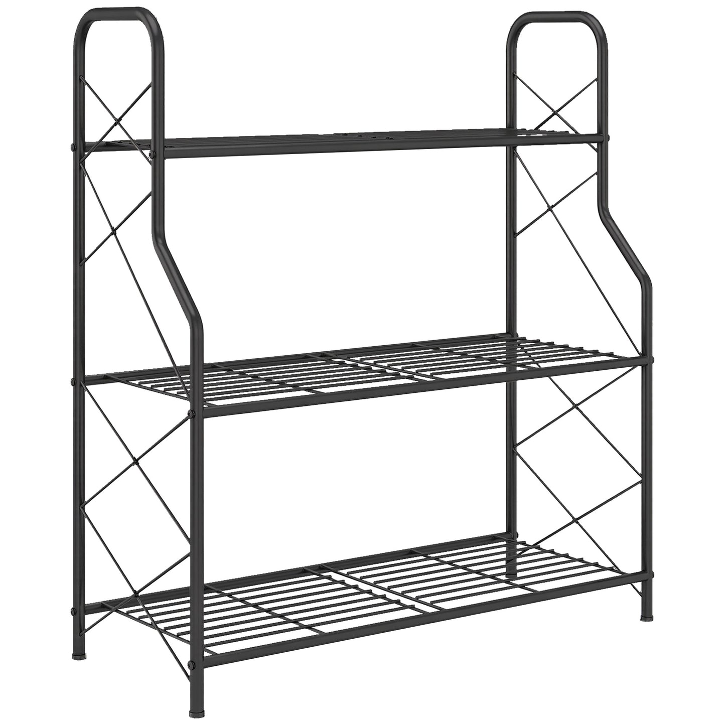 3-Tier Metal Plant Stand, Heavy Duty Ladder Shelf Potted Plants Display Rack, Indoor Outdoor Flower Pot Holder
