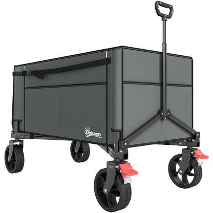 Festival Trolley on Wheels, 150L Folding Camping Trolley Cart with Openable Sides