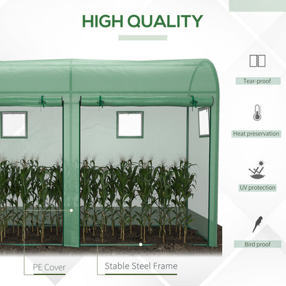 Walk-in Greenhouse, Tomato Greenhouse with Double Doors & 4 Windows, Garden Plant Growth Green House with PE Cover