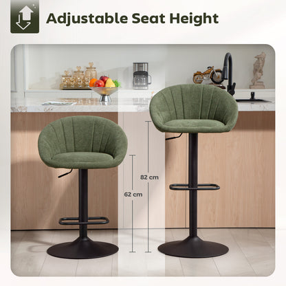 Set of Two Relaxed Tub Bar Stools - Dark Green