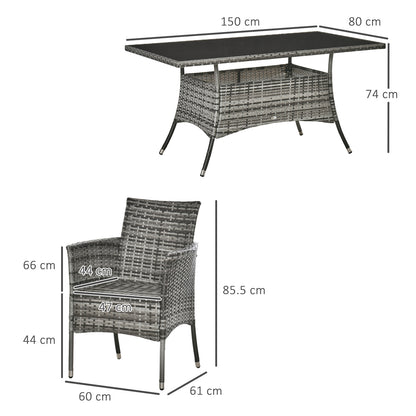 7-Piece Rattan Garden Furniture Set with Cushions, 6 Seater Garden Table and Chairs, Rattan Dining Set with 6 Armchairs