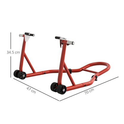 Front Motorcycle Paddock Stand Motorbike Stand with Anti-Slip Mat, Adjustable Pin and Swingarm Spool Adaptors