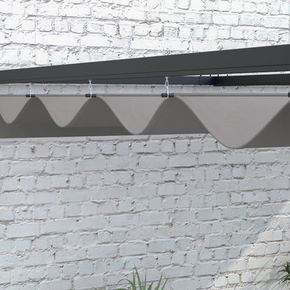 3 x 4m Lean To Steel Pergola with Moving Fabric Canopy - Dark Grey
