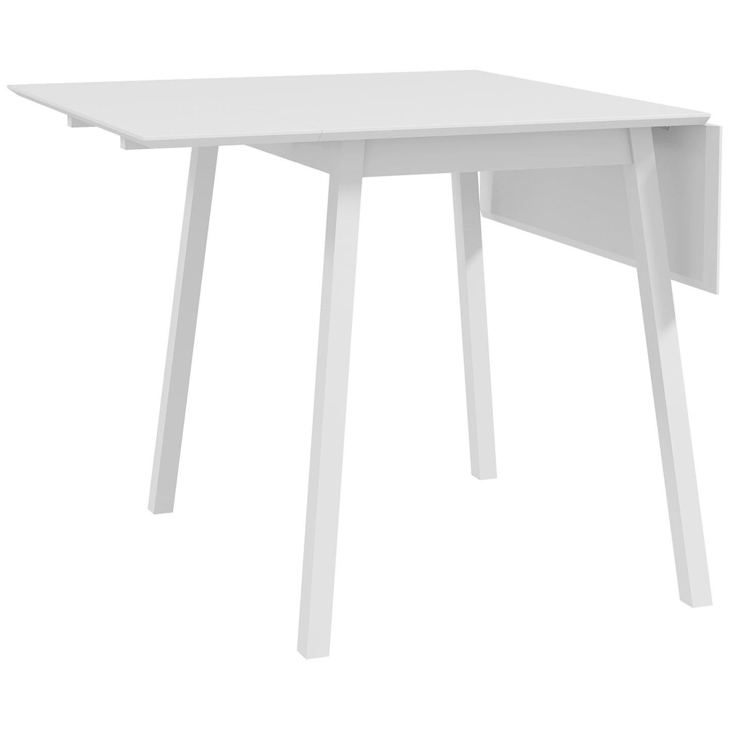 Solid Wood Folding Dining Table, Drop Leaf Table for 2-4 People, Rectangle Kitchen Table for Small Space, White