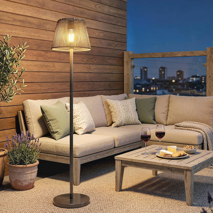 Outdoor Solar Floor Lamp, Adjustable Height Rechargeable Floor Lamp IP44 Waterproof