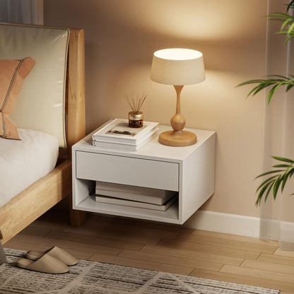 Set of Two Floating Bedside Tables - White