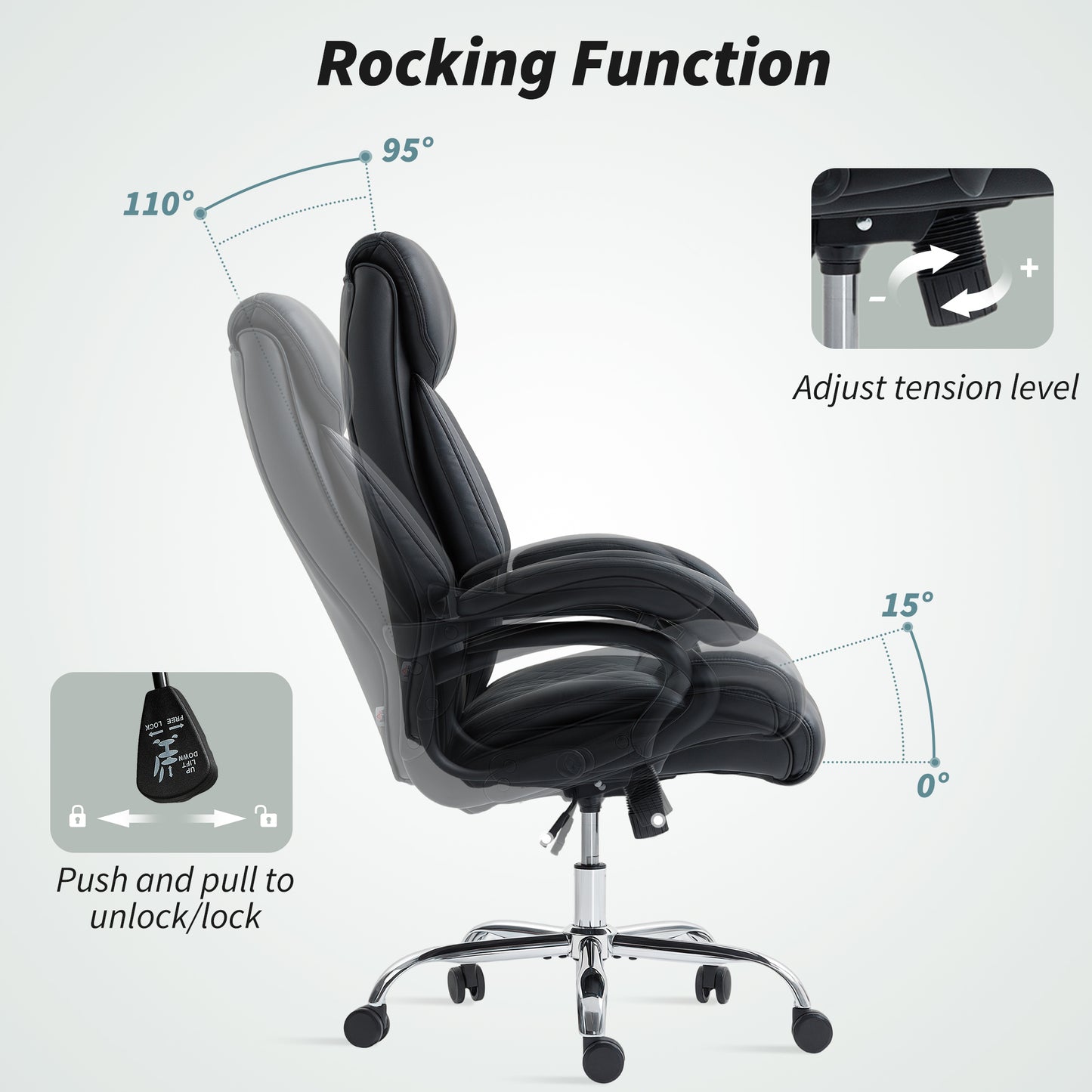 Executive Office Chair with Spring Padding - Black