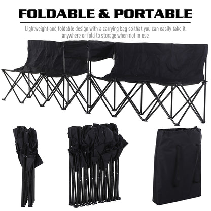 6 Seat Folding Sports Bench Portable Sports Team Bench Spectator Chair with Cooler Bag and Carrying Bag for Outdoor Picnic Ca