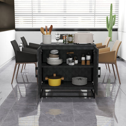 Modern Sideboard, Freestanding Sideboard Storage Cabinet with Adjustable Shelf and 2 Doors for Living Room, Black