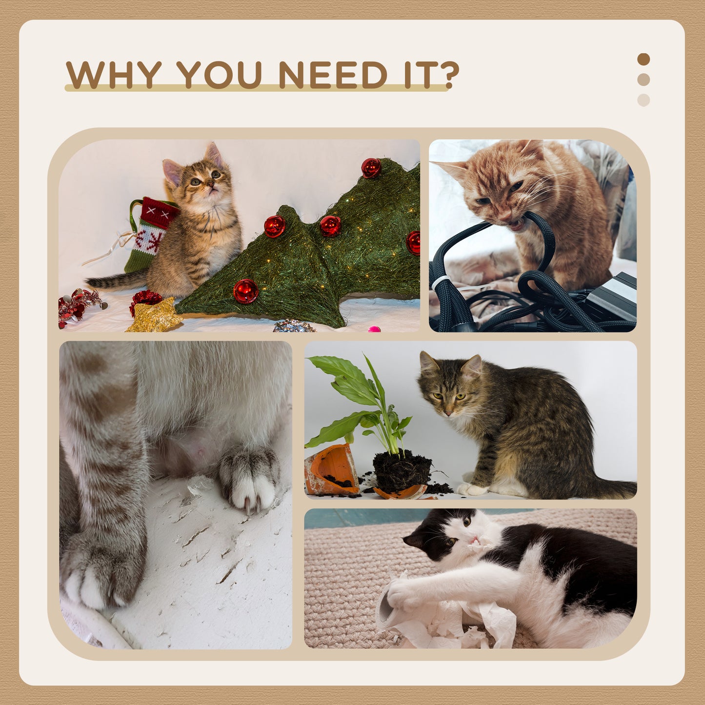 Cat Tree, Cat Tower for Kittens with Rotatable Top Bar, Sisal Scratching Post, Tunnel, Dangling Balls - Brown
