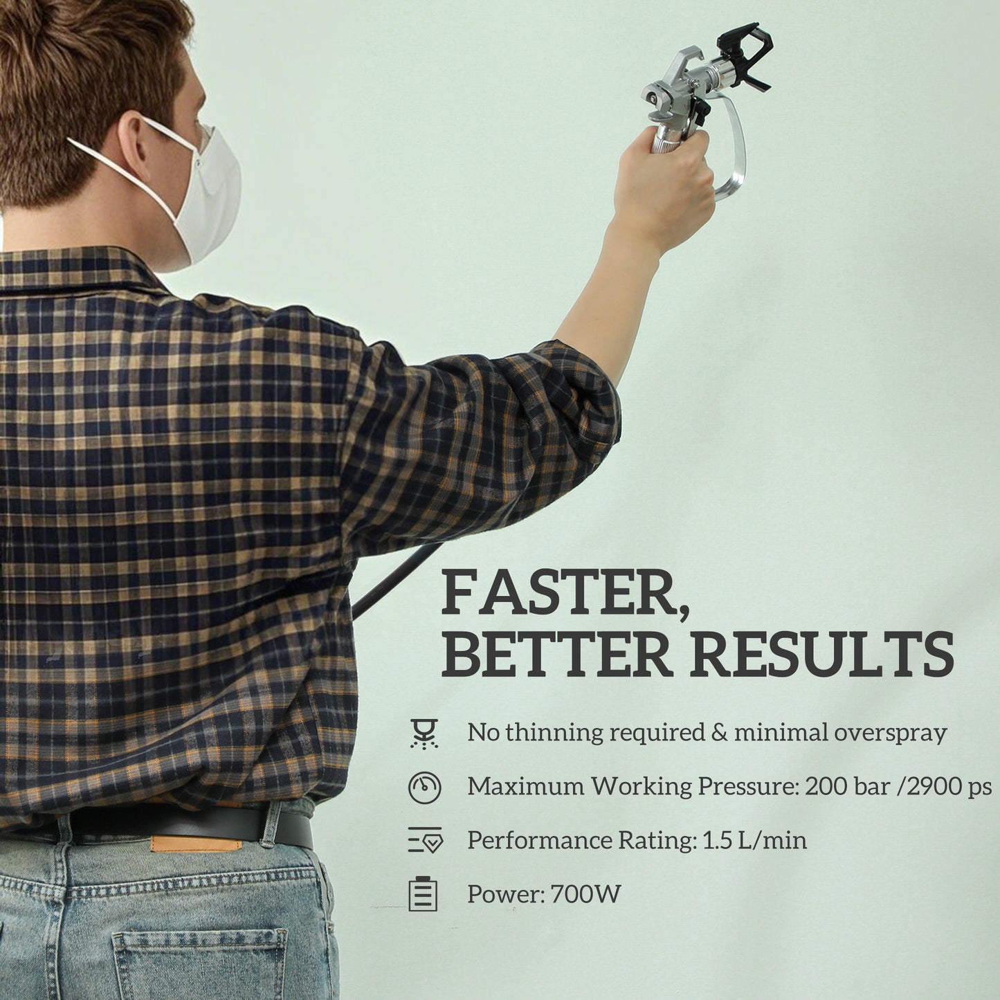 Airless Paint Sprayer, Thinning-Free Electric Paint Spray Gun for Walls, Fences & DIY Projects, Dark Blue