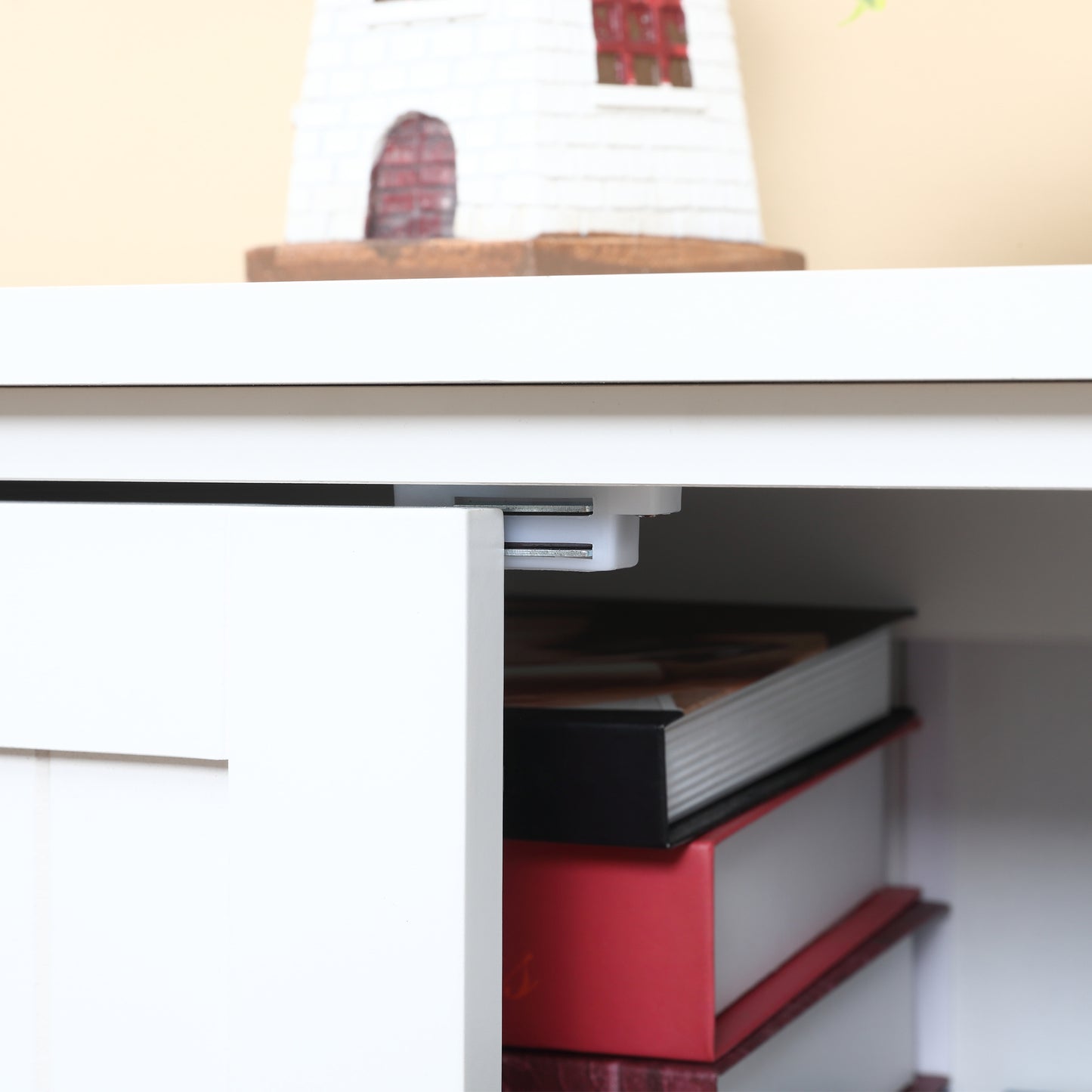 Accent Floor Storage Cabinet, Kitchen Cupboard Sideboard with Adjustable Shelves and 2 Lower Doors, White