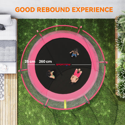 10ft Outdoor Trampoline with Enclosure Net, Spring Cover, Pink