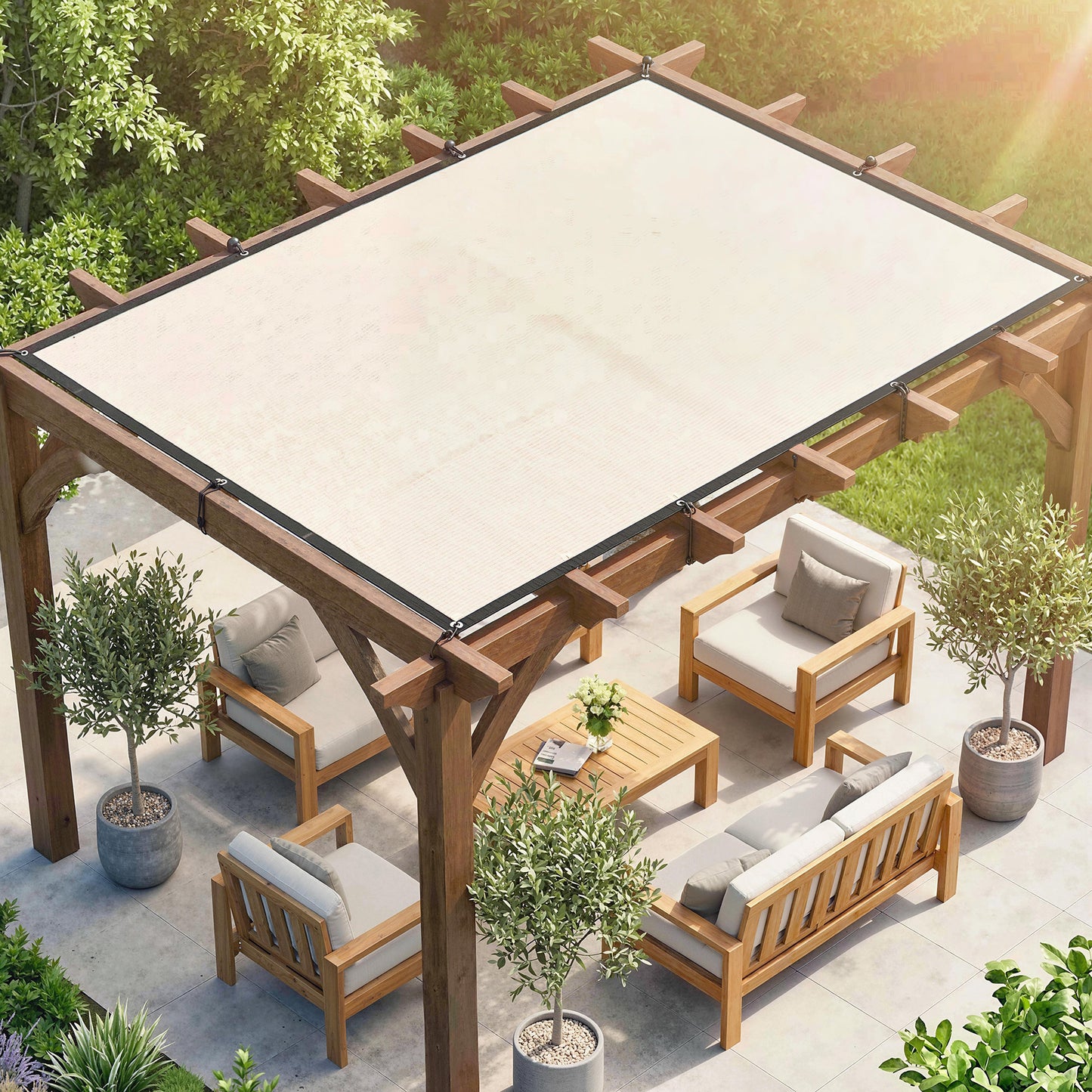 Sun Shade Sail UV Protection Canopy with Stainless Steel Eyelets for Patio Garden 2 x 3 m Beige