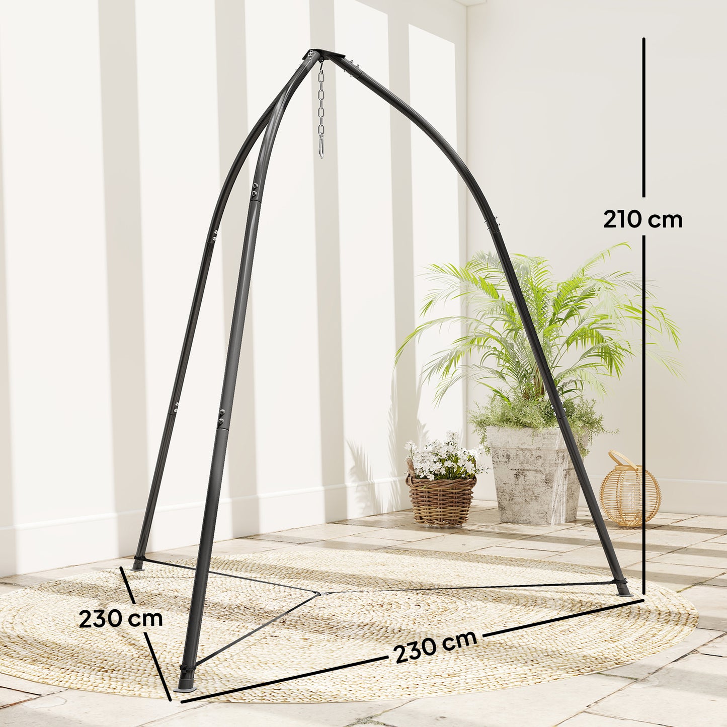 Hammock Stand for Hanging Chair Adjustable Height Tripod Hammock Chair Stand Only with Chain, 150 kg Capacity, Black