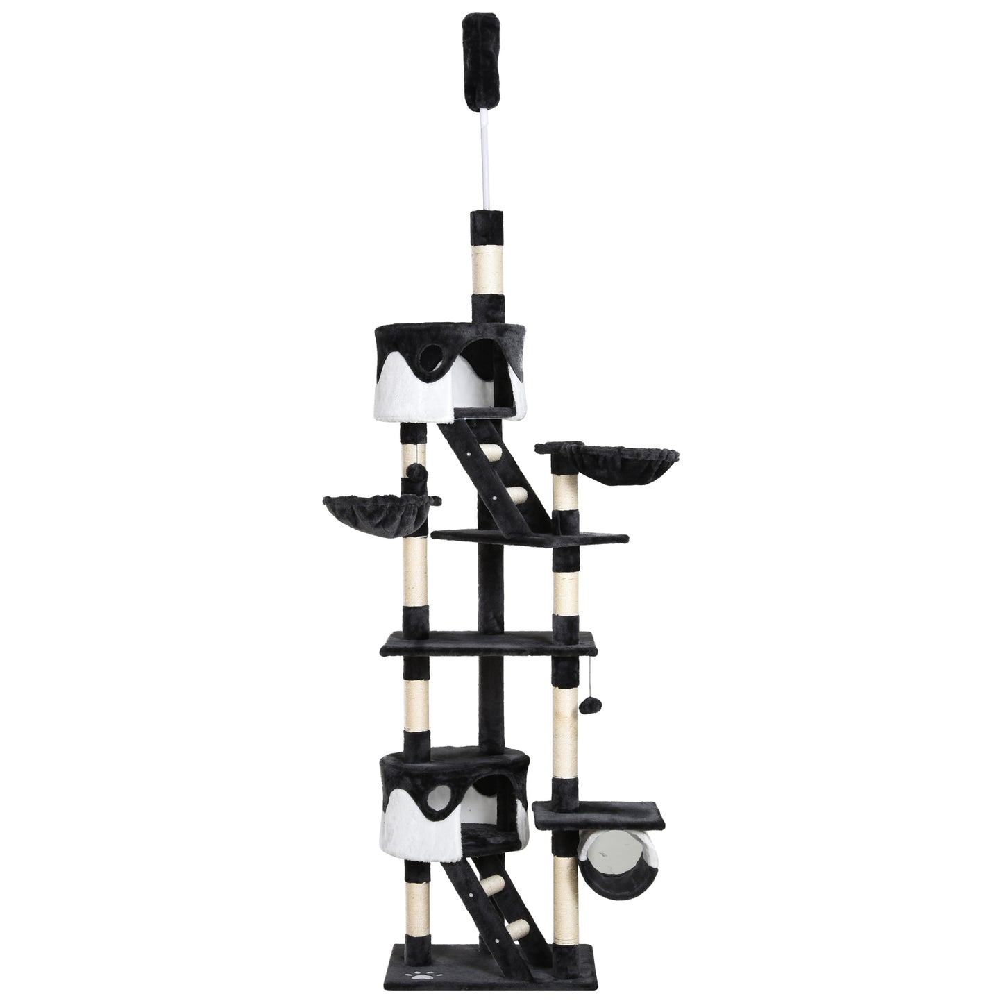 Floor-to-Ceiling Cat Tree for Indoor Cats, 240-260cm Adjustable Cat Tree - White