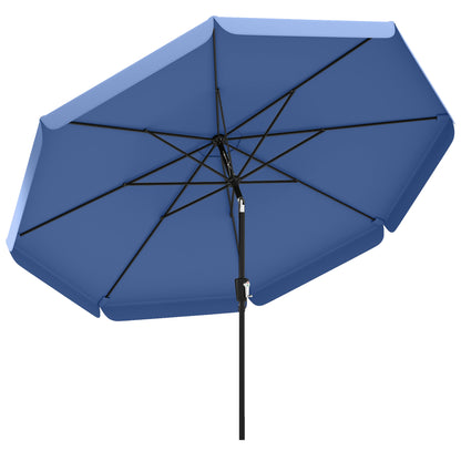 3 m Garden Parasol with Tilt Mechanism & Crank Handle, UPF 30+ Patio Umbrella Outdoor Table Umbrella, Dark Blue