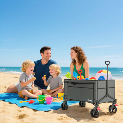 Festival Trolley on Wheels, 150L Folding Camping Trolley Cart with Openable Sides