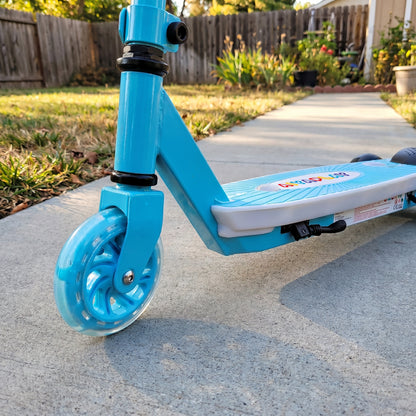 Electric Scooter for Kids Aged 4-7 Years, with Flashing LED Lights, Rear Auxiliary Wheels, Blue