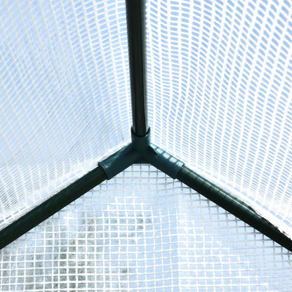 Walk In Greenhouse with 2-Tier Shelves, Roll up Zip Panel Door, Garden Polytunnel Steeple Grow House for Outdoor