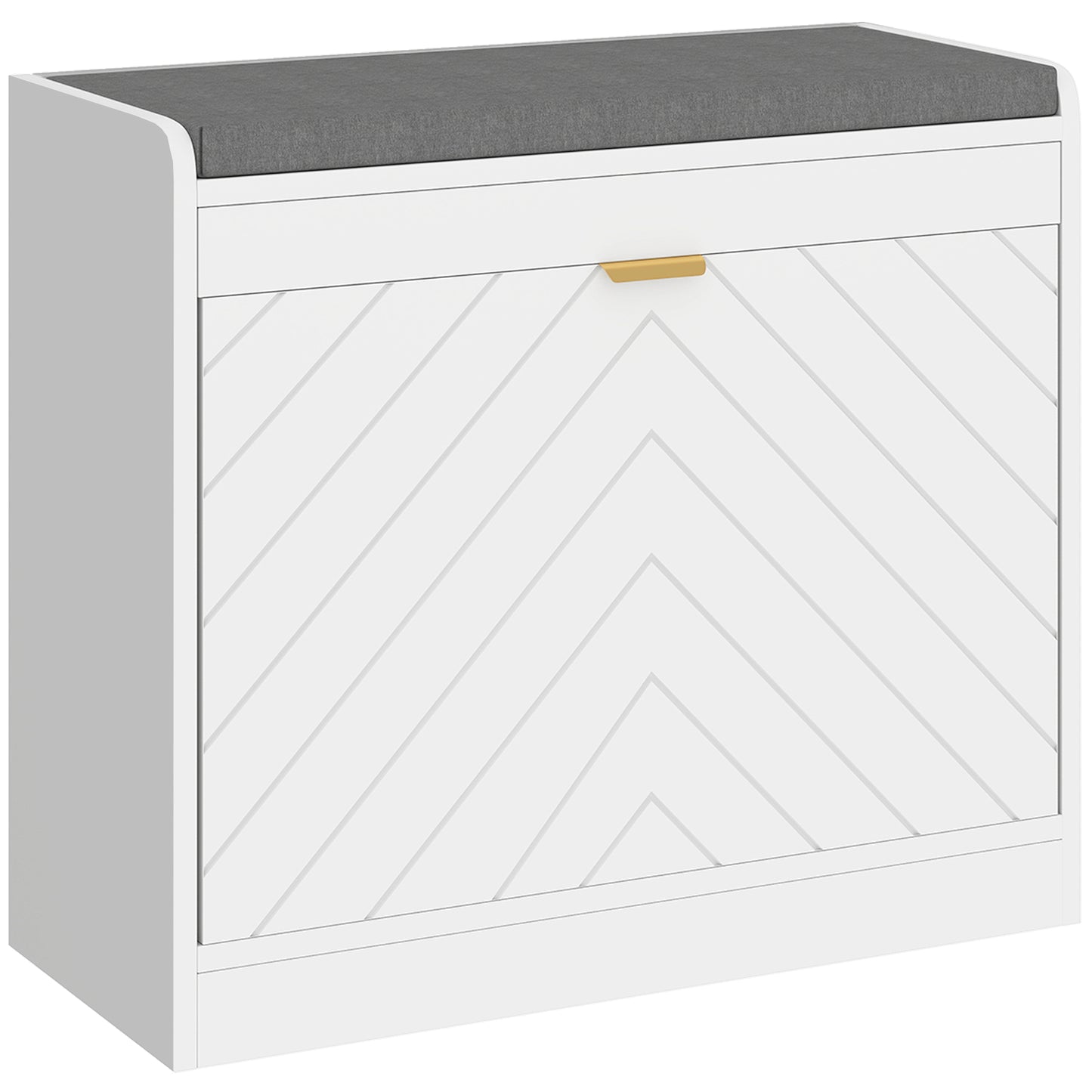 Shoe Storage with Seat, Upholstered Entryway Bench, Shoe Bench with 1 Flip Drawer and 4 Vents for 5 Pairs of Shoes