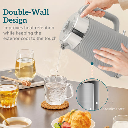 Electric Stainless Steel Kettle and Toaster Set, 3000W 1.7L UK Strix Thermostat Fast Boil Kettle w/ Limescale Filter
