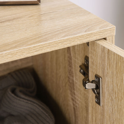 MDF 2-Tier Storage Cabinet Steel Frame Handles Tabletop Unique Home Style Organiser, 80H x 80L x 29.5Wcm-Oak