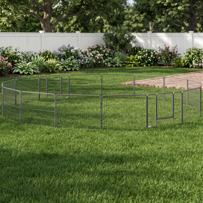 16 Panels Heavy Duty Puppy Playpen, for Small Dogs, Indoor and Outdoor Use - Grey
