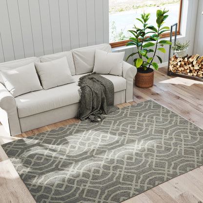UV Resistant Indoor & Outdoor Area Rug, Easy-Cleaning Machine Washable Rug with Geometric Pattern for Patio, Garden, Kitchen