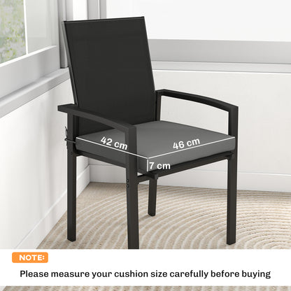 Set of 6 Outdoor Seat Cushions with Machine Washable Cover, Water Repellent Seat Cushions Dark Grey