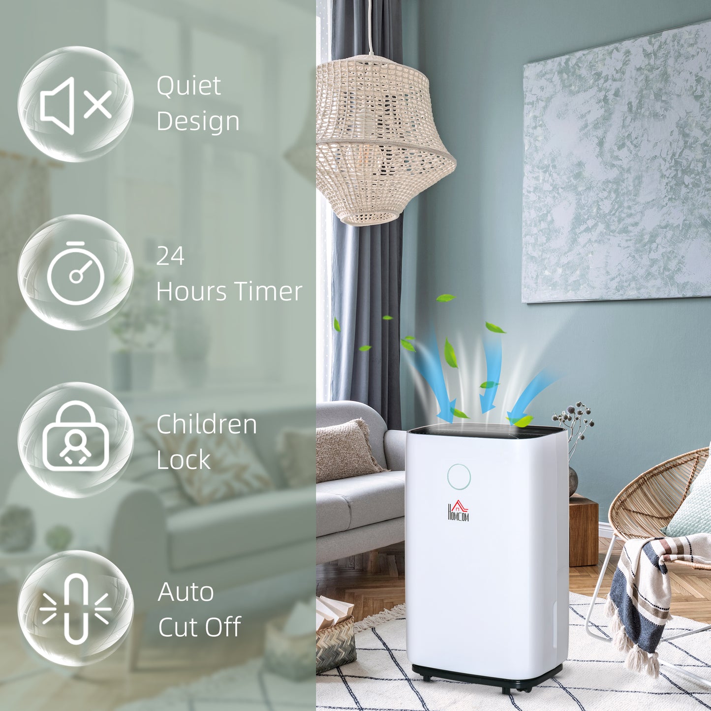 16L/Day Portable Dehumidifier for Home, with LED Screen, Sleep Mode, 24H Timer