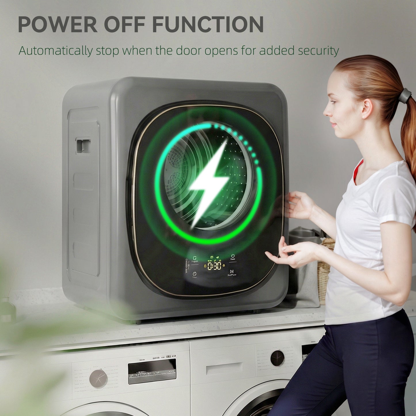 4kg Vented Tumble Dryer with 5 Drying Mode, 800W Compact Freestanding Front Tumble Dryer, Grey