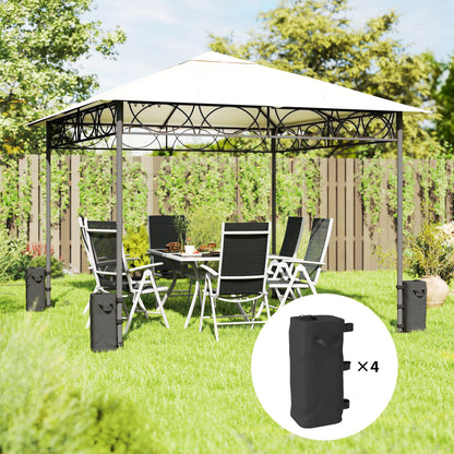 Set of 4 Heavy Duty Gazebo Weights Bags, 500D Sand Weights with Carry Handles for Garden Marquee, Parasol, Black