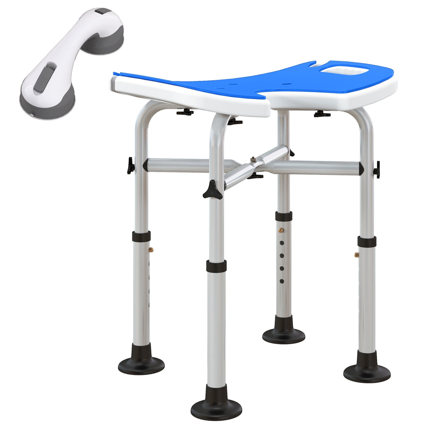 39-51.5cm 'U' Seat Padded Shower Stool - Dark Blue