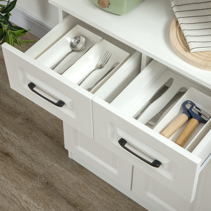 Kitchen Cupboard, Freestanding Storage Cabinet with 2 Adjustable Shelves, 2 Drawers and Open Counter for Living Room