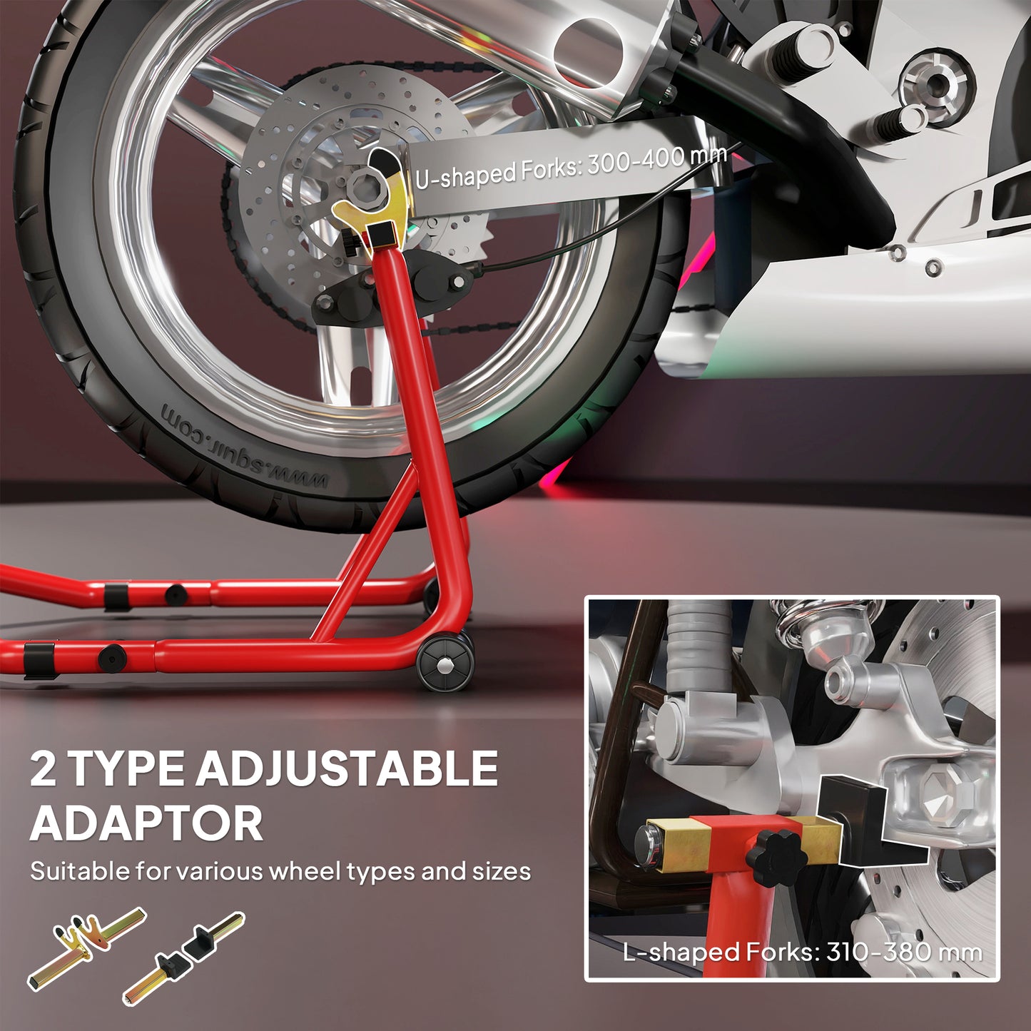 Motorcycle Rear Wheel Stand, 544 kg Capacity Heavy Duty Steel Motorbike Motorcycle Paddock Stand Lift