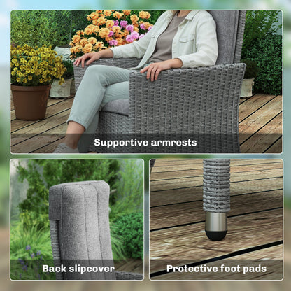 105°-150° Reclining Rattan Chair - Light Grey