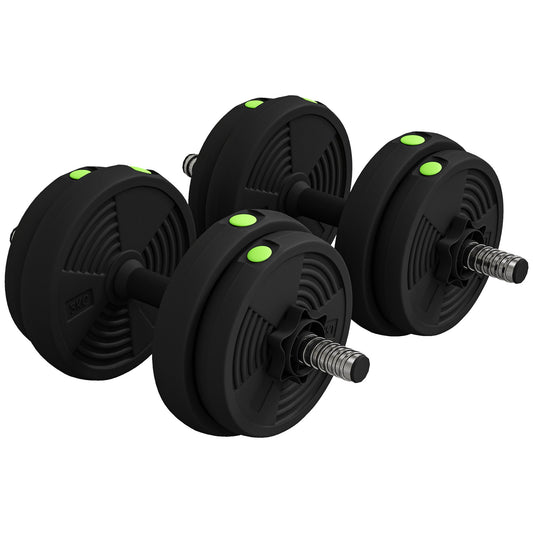 Adjustable Weight Barbell & Dumbbells Set Free Weights Strength Muscle Exercise Home Gym Training, Black and Green